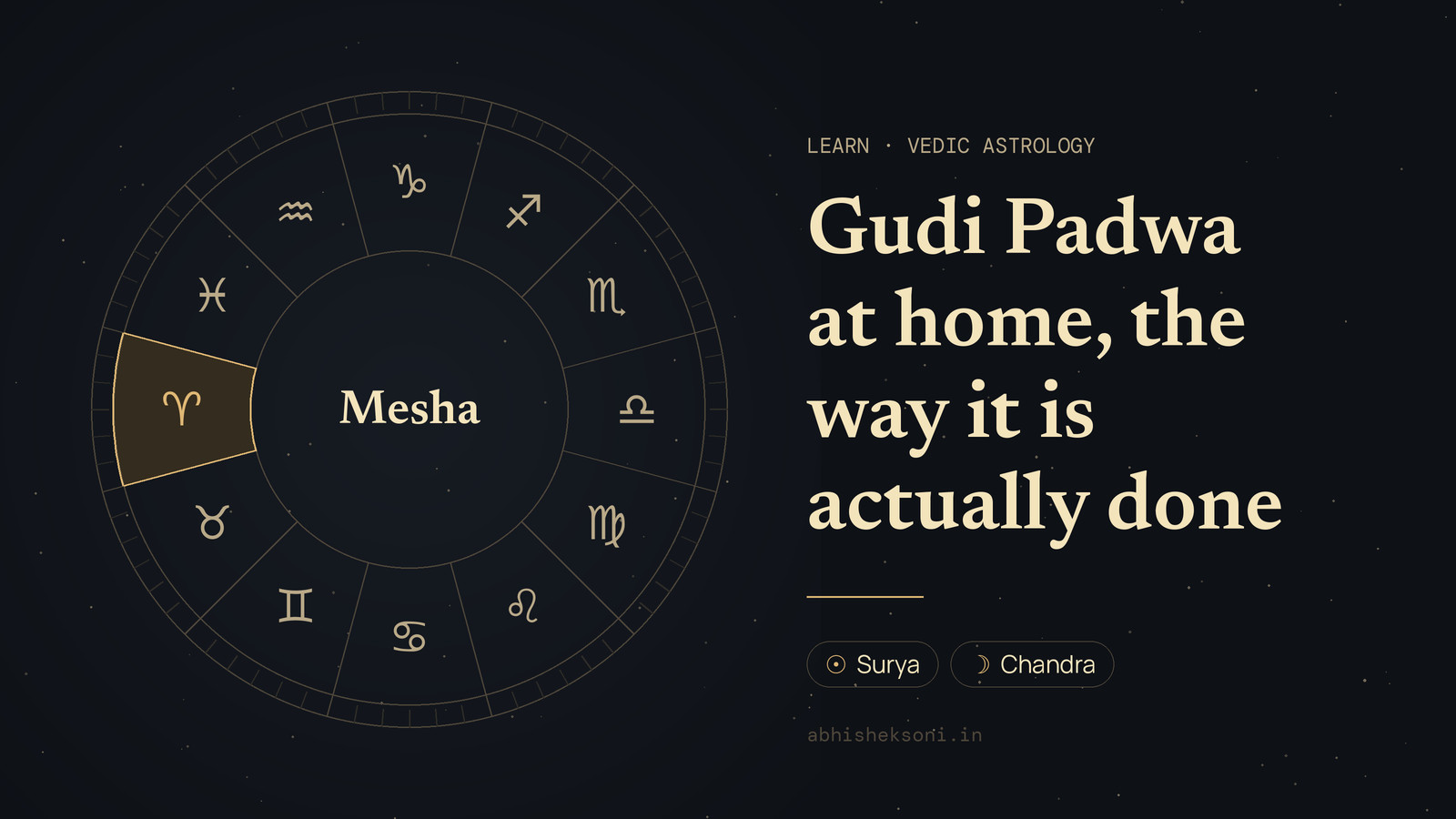 Gudi Padwa at home, the way it is actually done: the wheel of twelve rashis with Mesha marked
