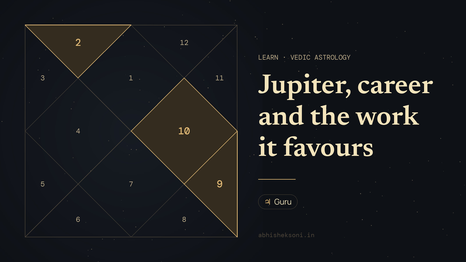 Jupiter, career and the work it favours: a North Indian birth chart with houses 2, 9 and 10 highlighted