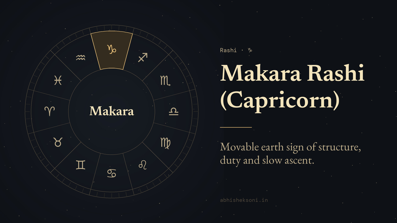 Makara Rashi (Capricorn): the wheel of twelve rashis with Makara marked
