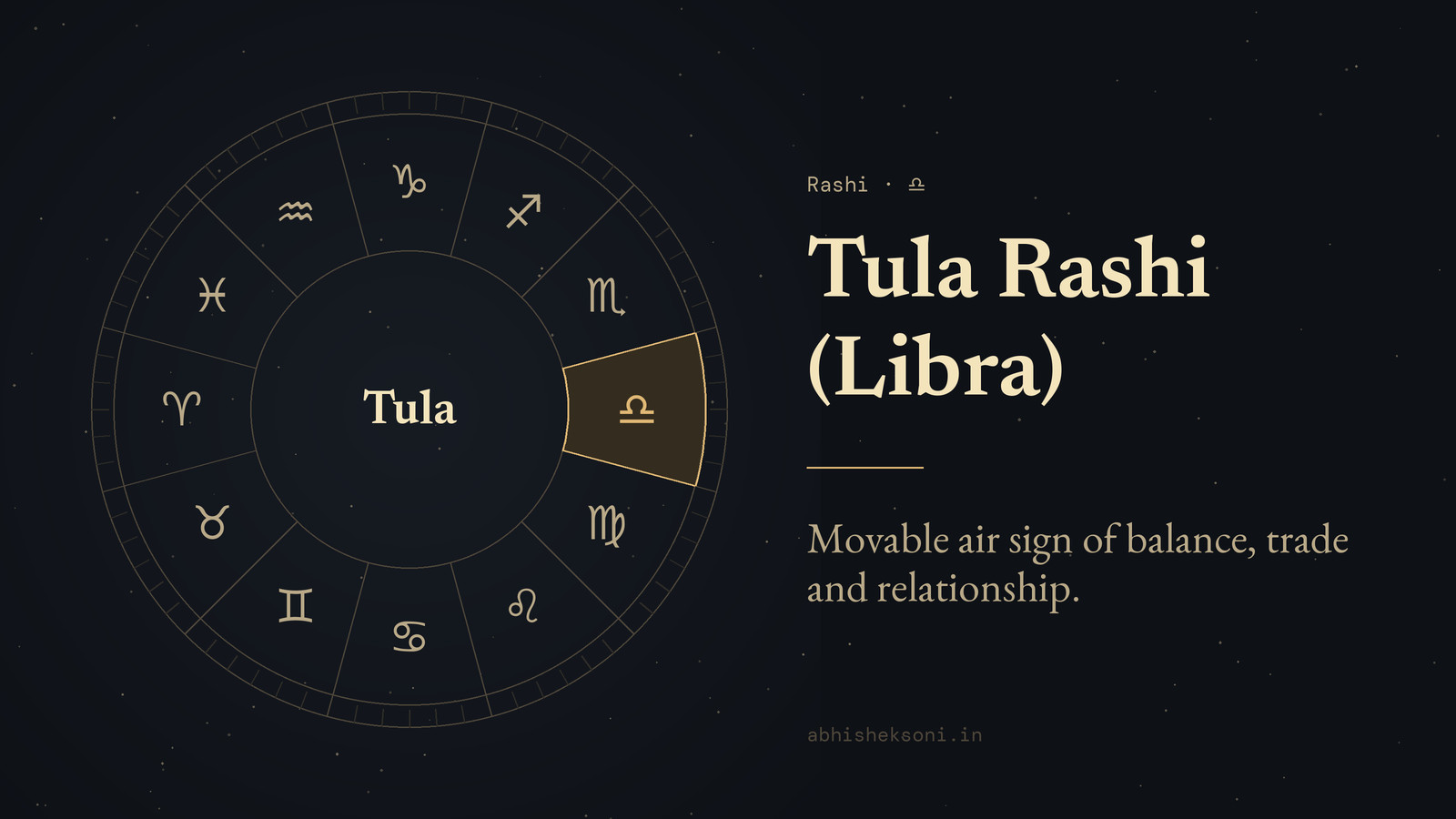 Tula Rashi (Libra): the wheel of twelve rashis with Tula marked
