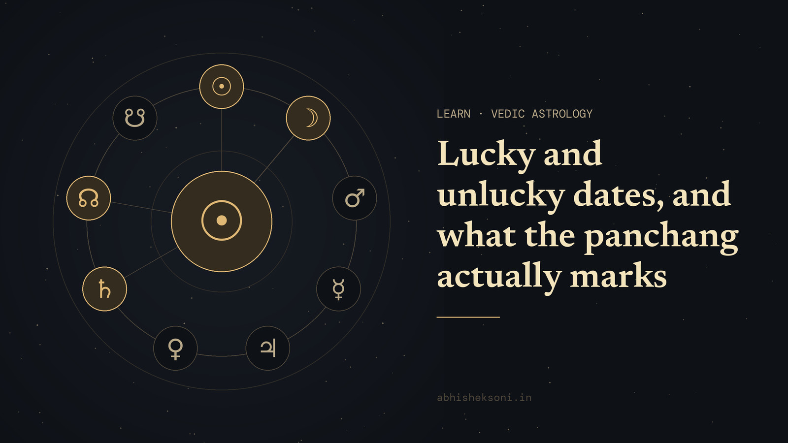Lucky and unlucky dates, and what the panchang actually marks: the nine grahas with Surya, Chandra, Shani and Rahu marked