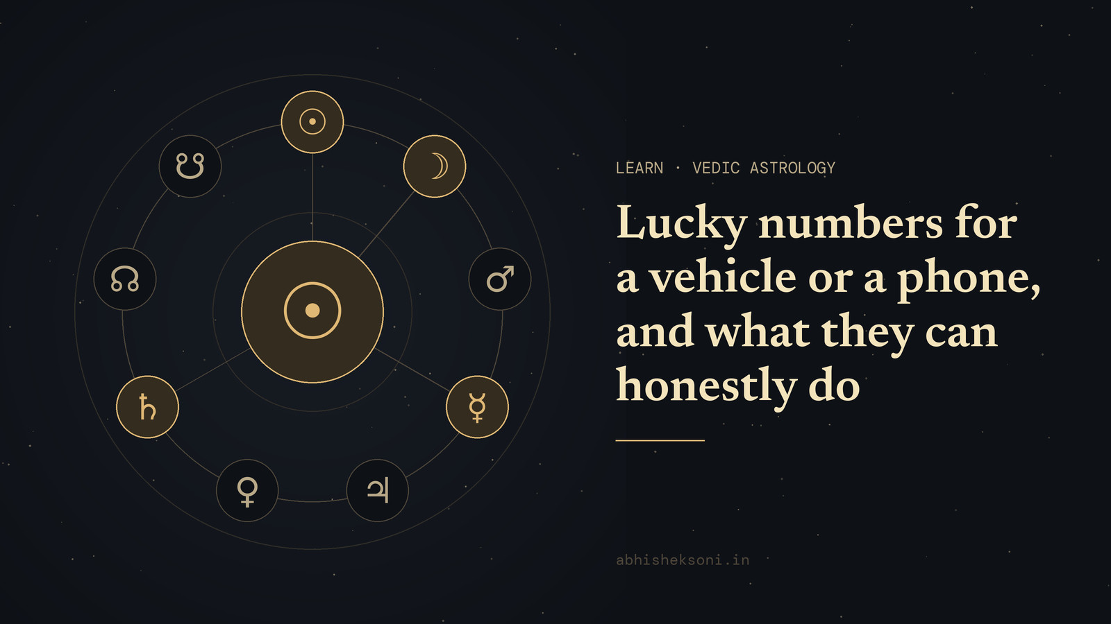 Lucky numbers for a vehicle or a phone, and what they can honestly do: the nine grahas with Surya, Chandra, Budha and Shani marked