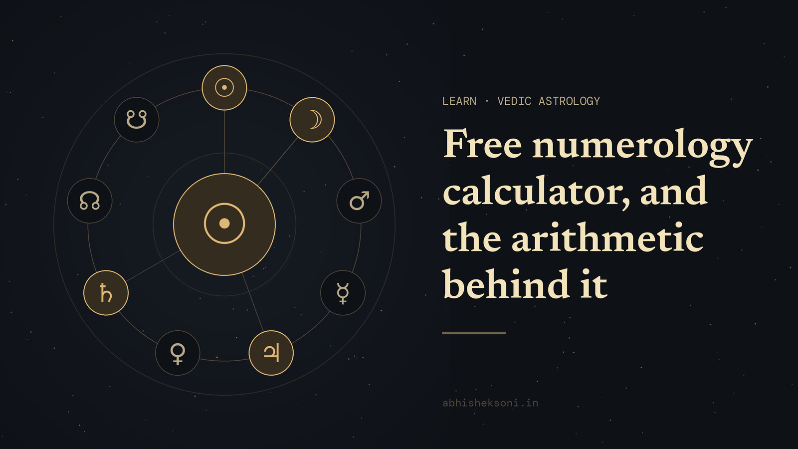 Free numerology calculator, and the arithmetic behind it: the nine grahas with Surya, Chandra, Guru and Shani marked