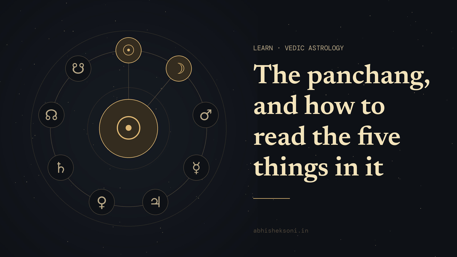 The panchang, and how to read the five things in it: the nine grahas with Surya and Chandra marked