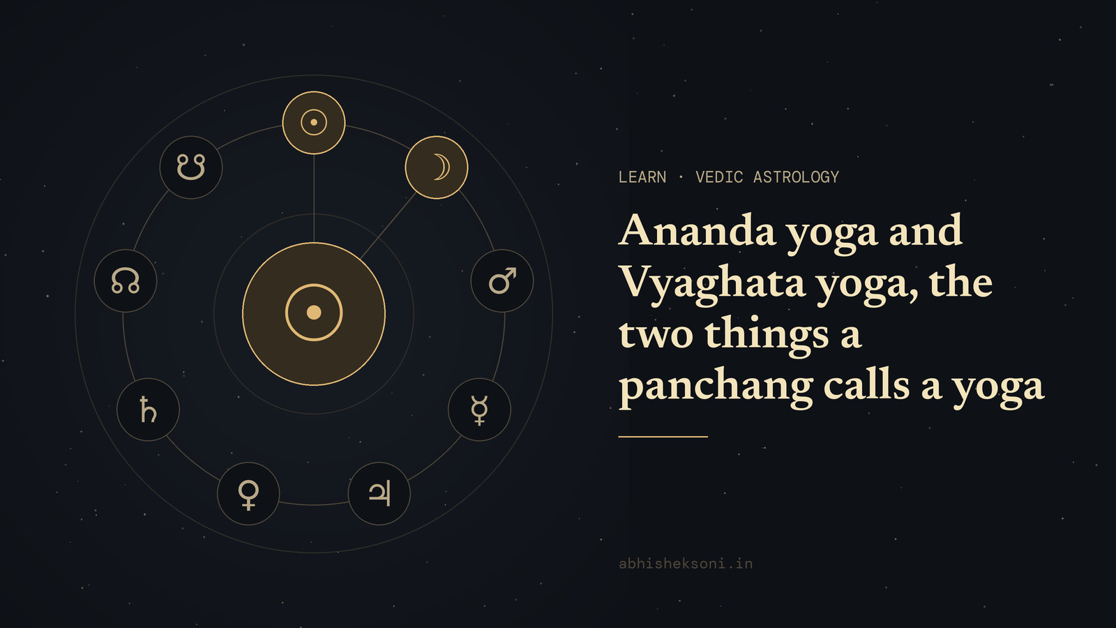 Ananda yoga and Vyaghata yoga, the two things a panchang calls a yoga: the nine grahas with Surya and Chandra marked