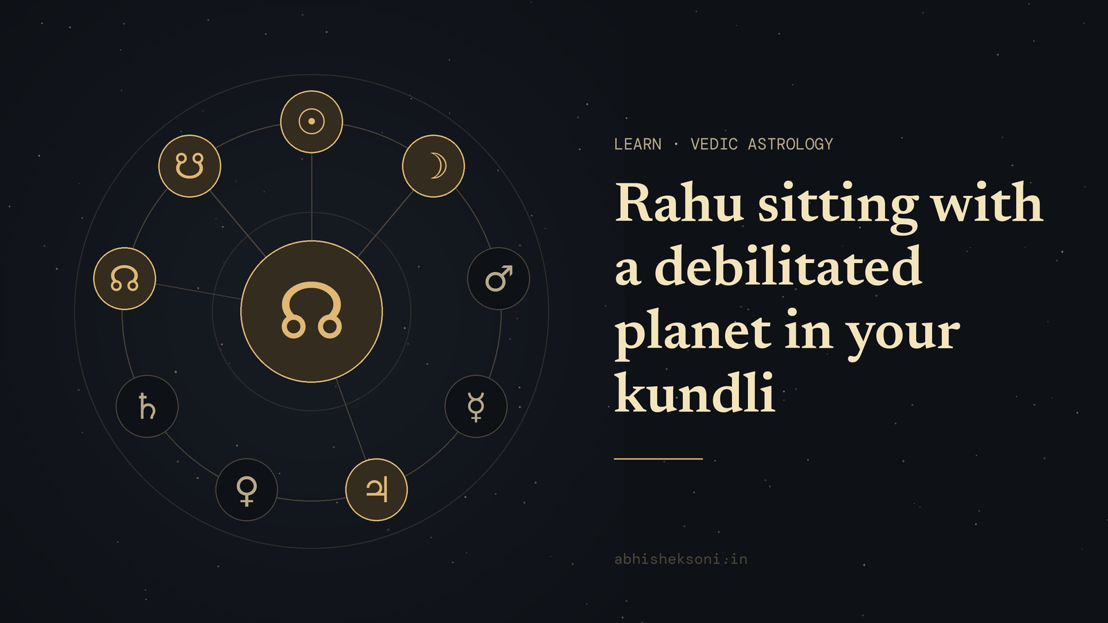 Rahu sitting with a debilitated planet in your kundli: the nine grahas with Rahu, Ketu, Surya, Chandra and Guru marked