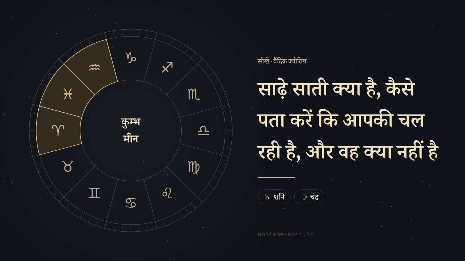 साढ़े साती क्या है, कैसे पता करें कि आपकी चल रही है, और वह क्या नहीं है: बारह राशियों का चक्र, जिसमें कुम्भ, मीन और मेष चिह्नित है