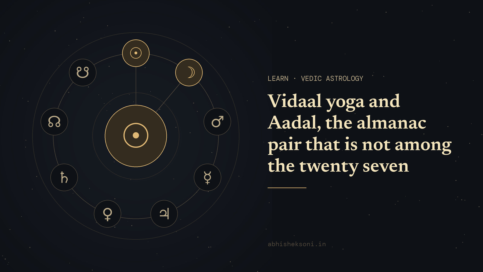 Vidaal yoga and Aadal, the almanac pair that is not among the twenty seven: the nine grahas with Surya and Chandra marked